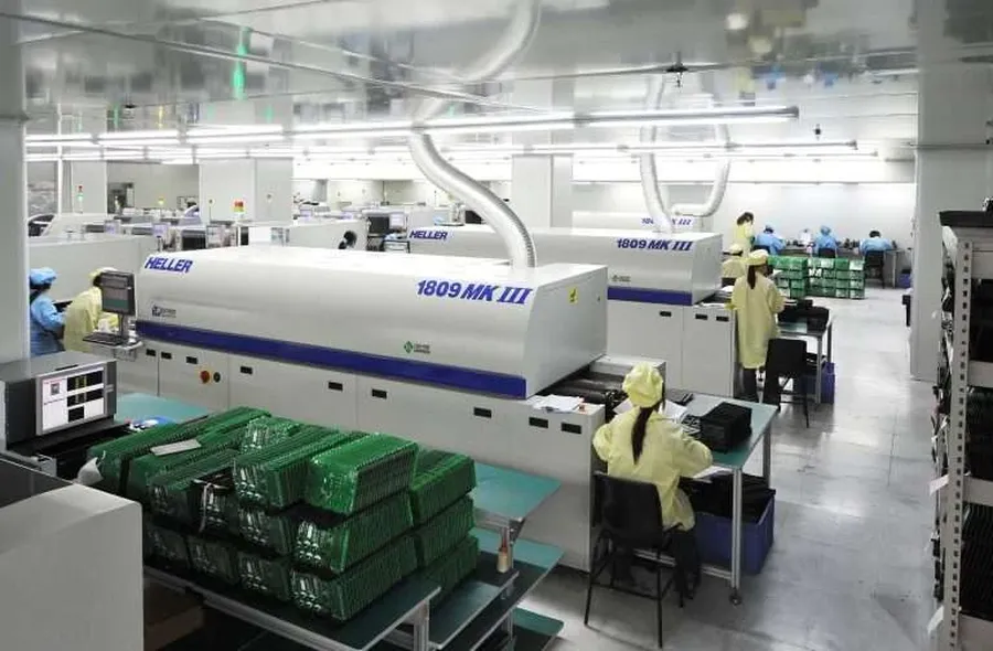 Inside a PCB assembly factory.