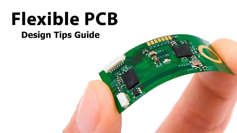 A flexible PCB with various components, showcasing its bendable properties.