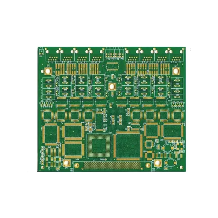 A close up of a multilayer PCB showing its various layers.
