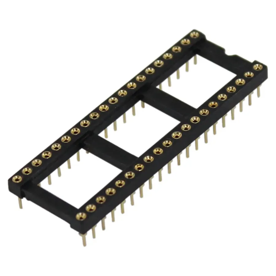 A close-up of an IC socket.