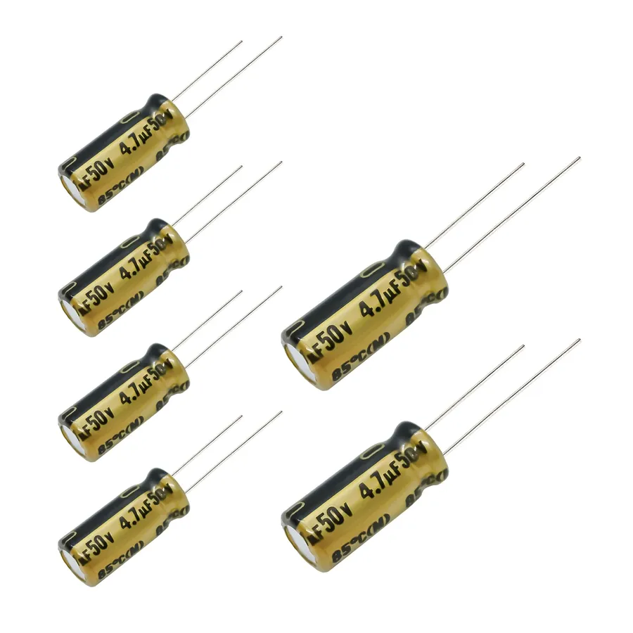A variety of Nichicon capacitors with different shapes and sizes.