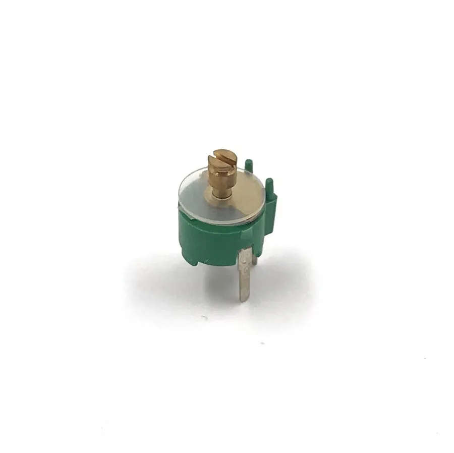 A close-up shot of a physical trimmer capacitor.