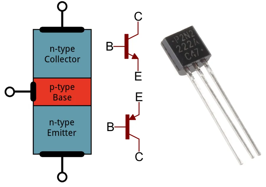 A close-up view of a transistor.