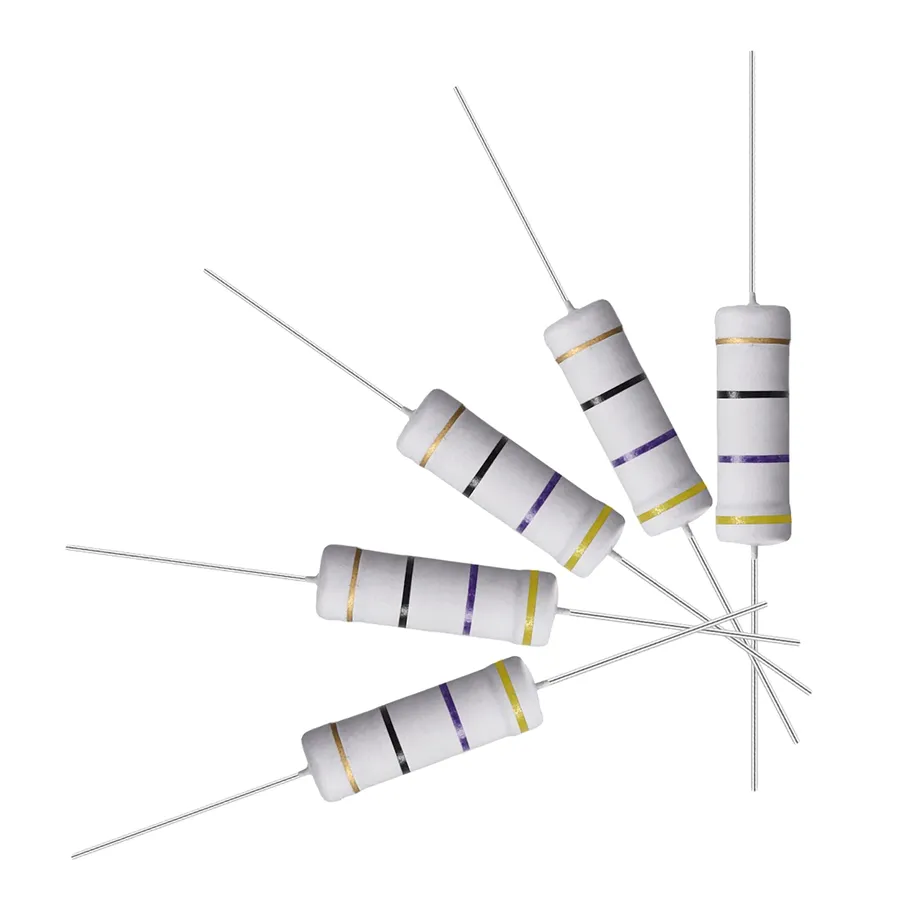 A close-up of a 47 ohm resistor.