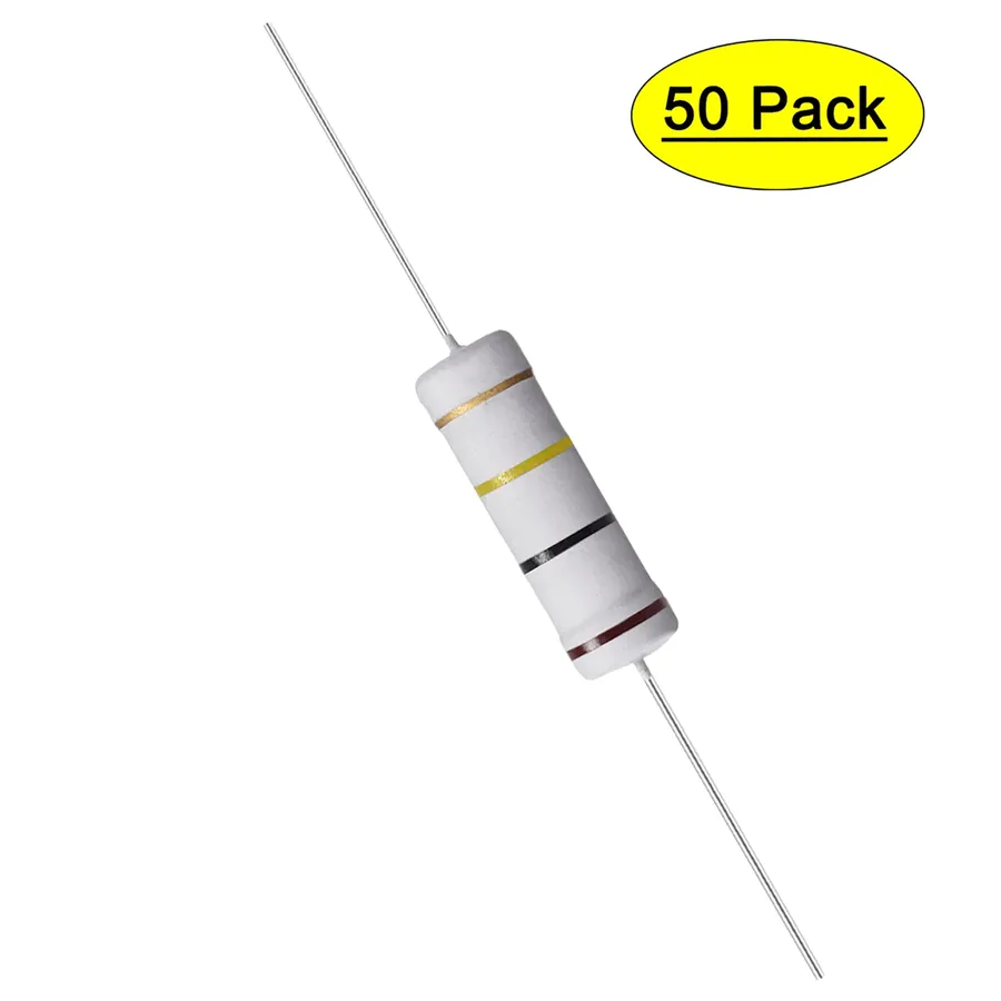 A close-up view of a 100k ohm resistor.