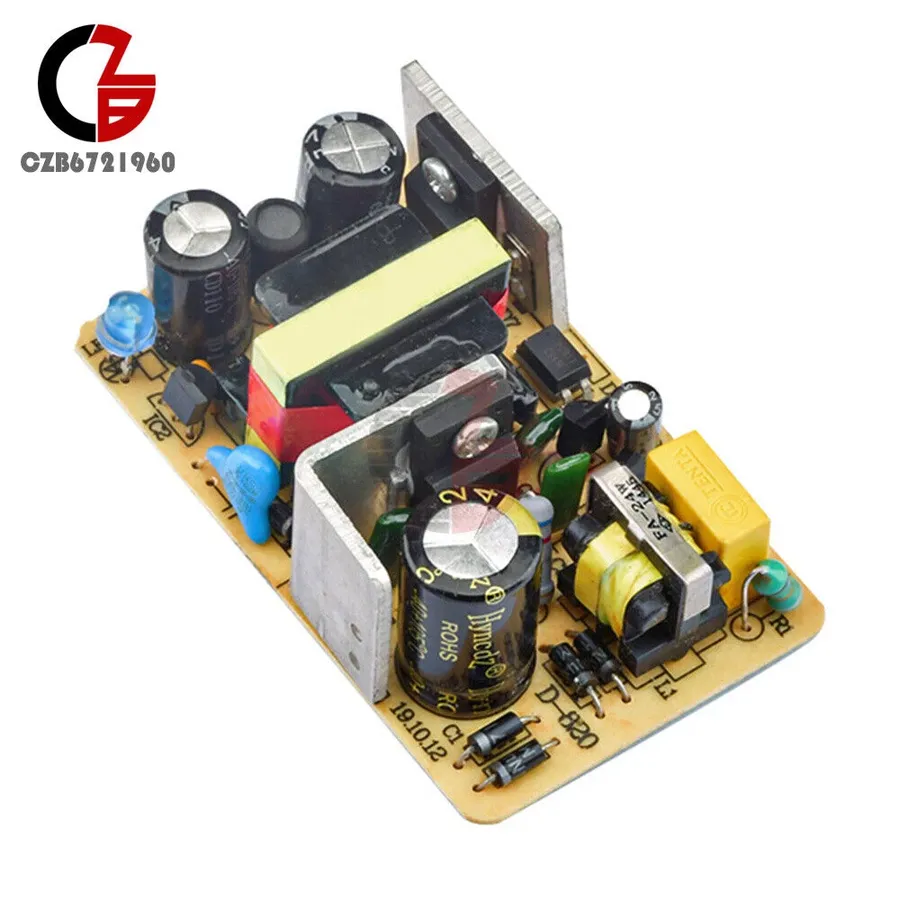 A PCB in a power supply unit, showing capacitors.