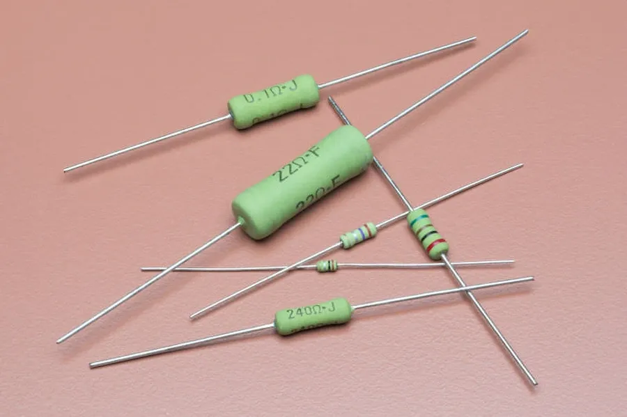 A collection of KOA resistors of various sizes and types.