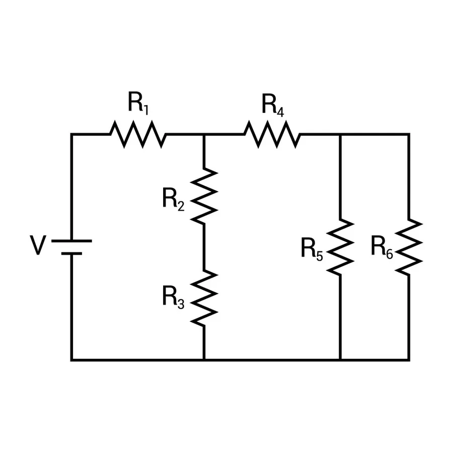 A circuit board with various resistors.