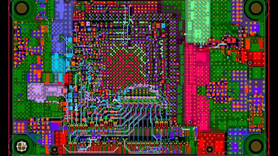 Display of PCB design software user interface.