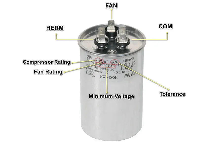A swollen or bulging air conditioner capacitor.