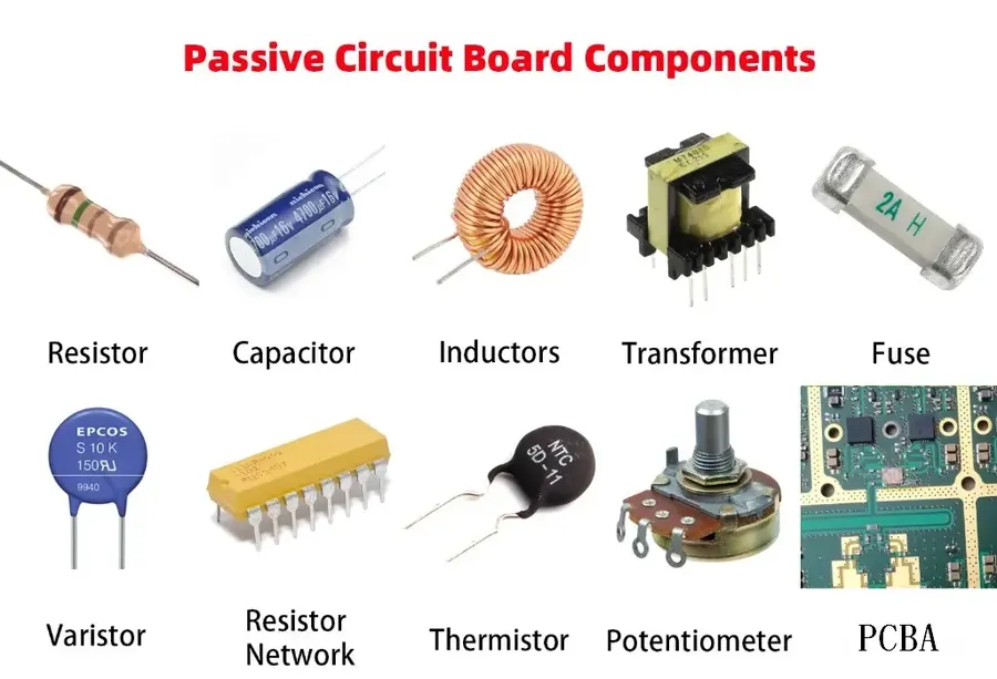 Shelves with various electronic components.