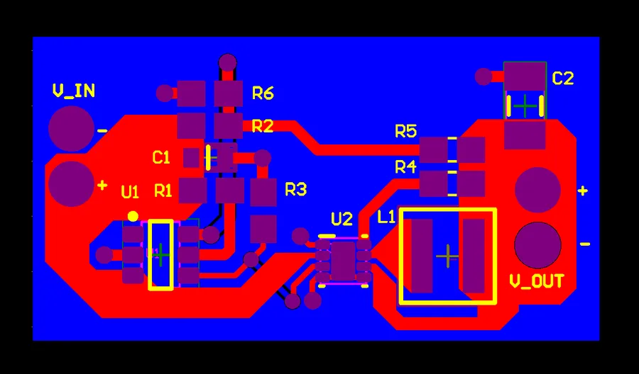 A visualization of Gerber files for PCB manufacturing.