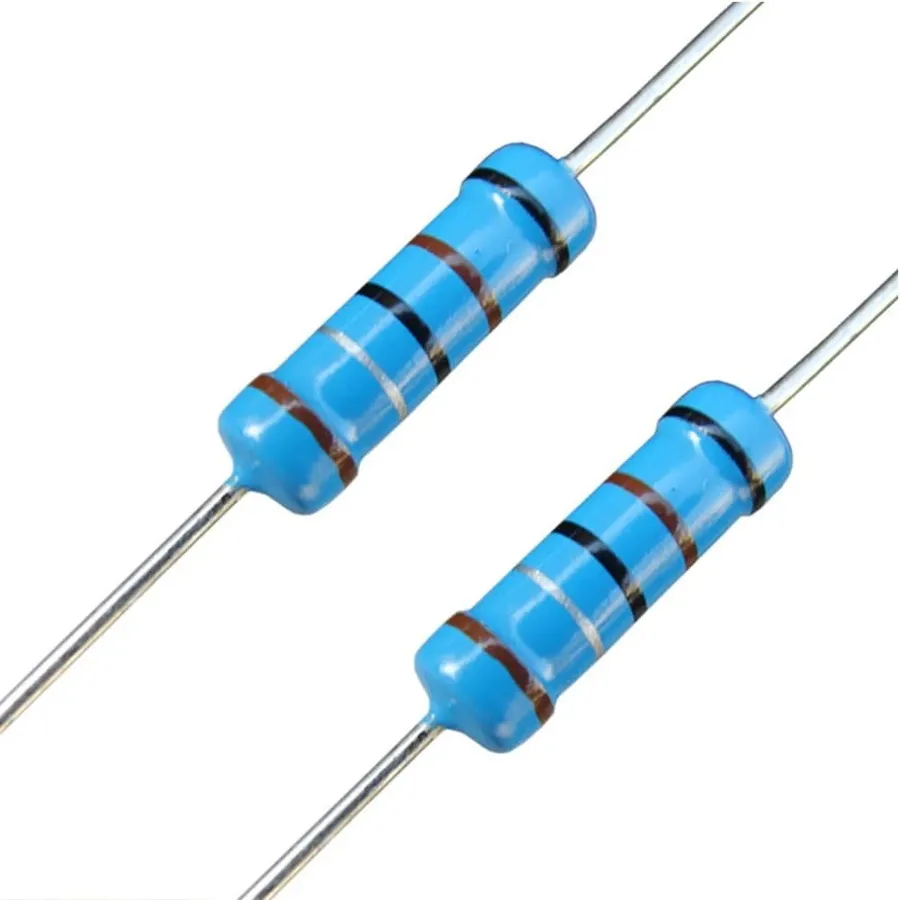 A variety of resistors, with 22k ohm being in focus, ready for selection.