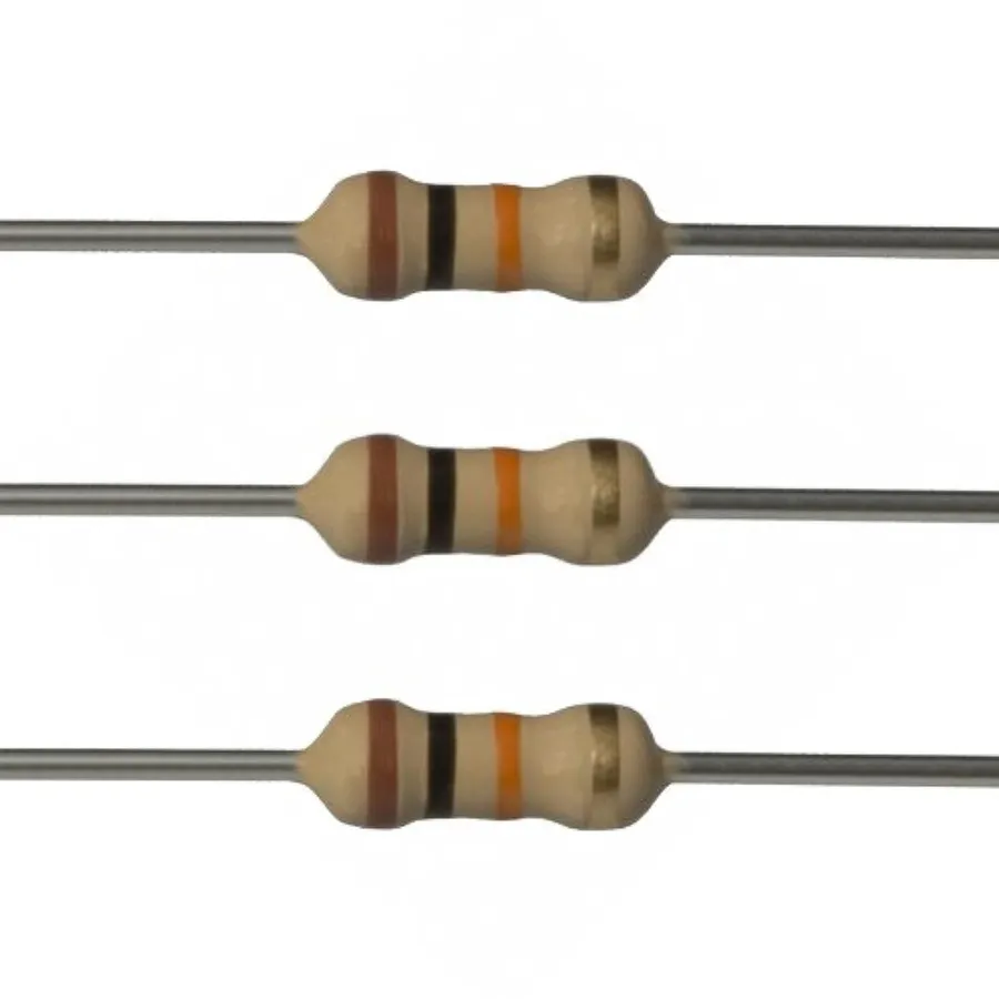 Different types of 10k ohm resistors, like through-hole and SMD.