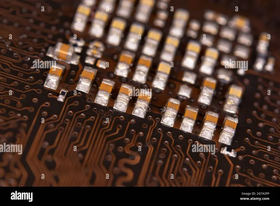 Close-up of several ceramic capacitors.