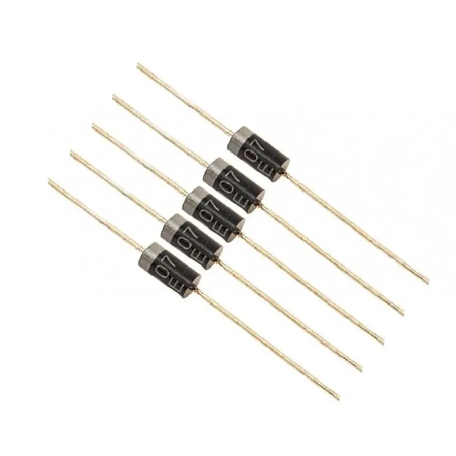 Different package styles of the 1N4007 diode.