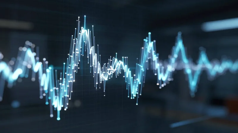 Futuristic visualization of electromagnetic interference and signal waves on a digital board