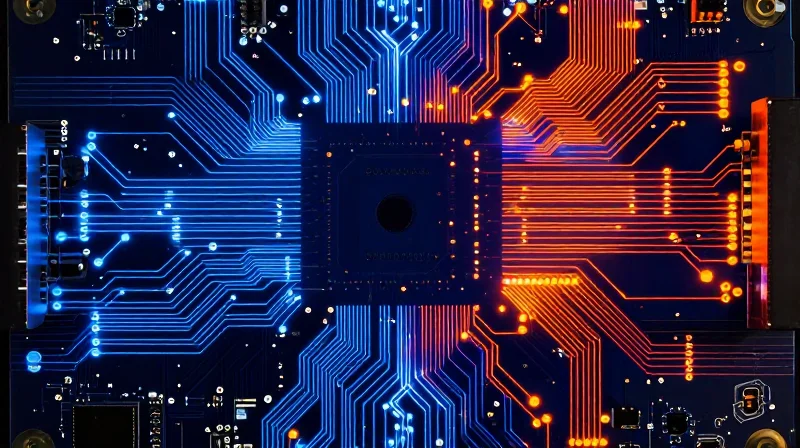 Heat map visualisation of a compact PCB showing thermal distribution