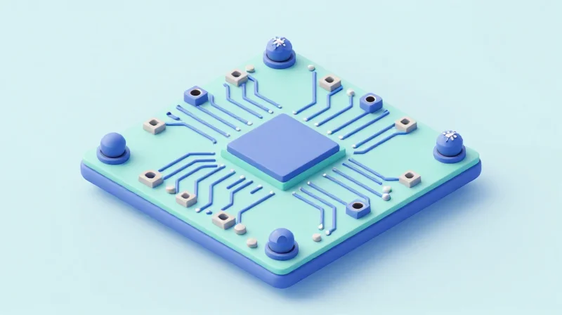 A close-up 3D render of optimized solder joints on a PCB component.