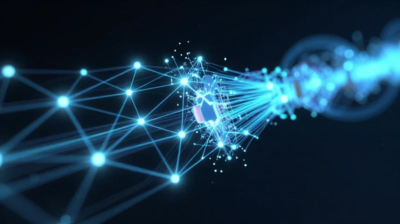 Abstract representation of edge computing nodes communicating with RFID tags