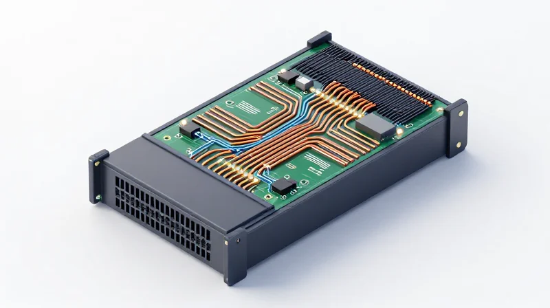 Understanding the Role of the PDU PCB in Power Distribution Isometric view of a high-power server PDU PCB with visible copper pathways
