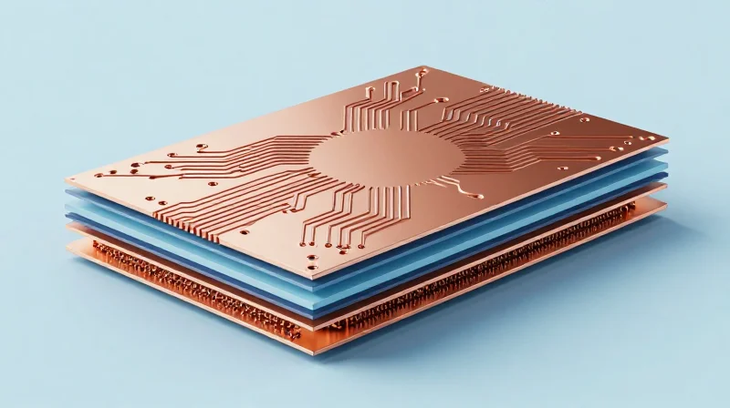 Material Selection: Laminates and Substrates Cross section showing multi-layer PCB substrate