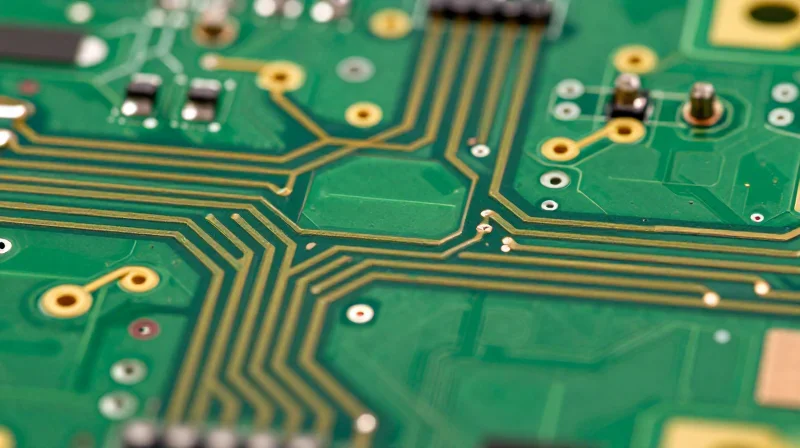 Calculating Precise Trace Widths for High-Current Flow Professional macro photography of wide copper traces on a circuit board