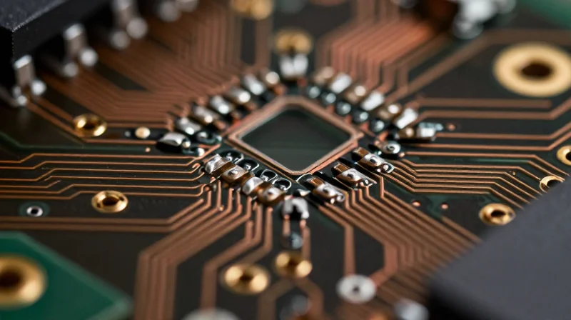 Microvia Reliability in Multi-Layer Assemblies Microscopic detail view of a microvia connection within a high-density PCB substrate.