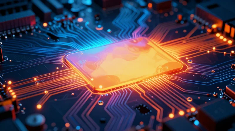 Thermal Dissipation Techniques for Industrial Reliability Visual representation of heat dissipation on an electronic circuit board using thermal colors.