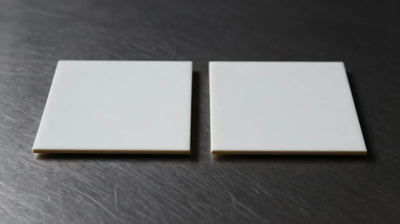Split-screen comparison of two different ceramic material surfaces