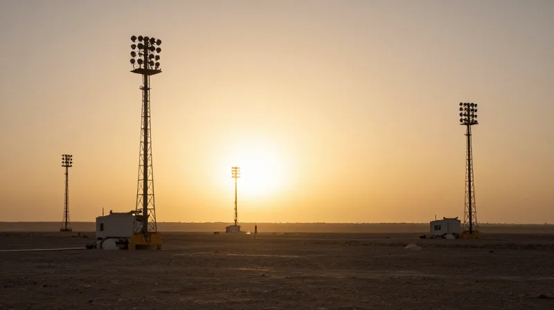 High-mast industrial lighting system in an extreme desert environment