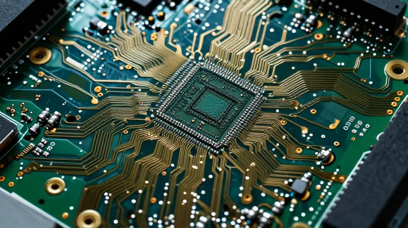 High tech circuit board close up representing signal integrity