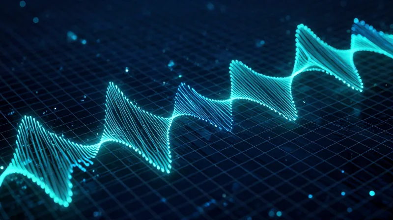 Abstract representation of signal waves passing through material
