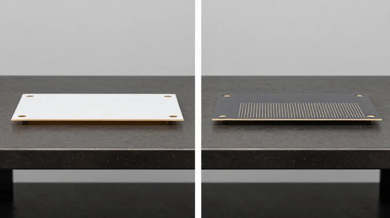 Side by side comparison of two different PCB materials