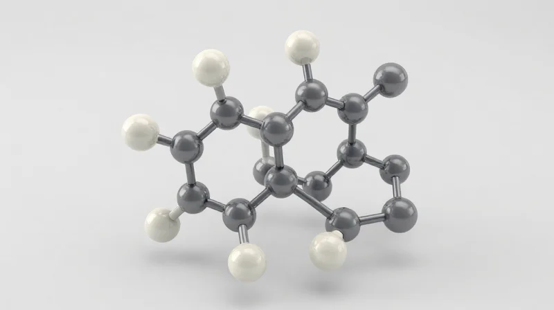 Conceptual 3D visualization of a molecular hydrocarbon-ceramic structure, showing interlocking grid patterns and material density.