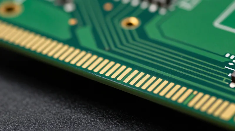 Copper-to-Board-Edge Clearance Rules A technical macro view showing the spacing between copper traces and the edge of a printed circuit board.