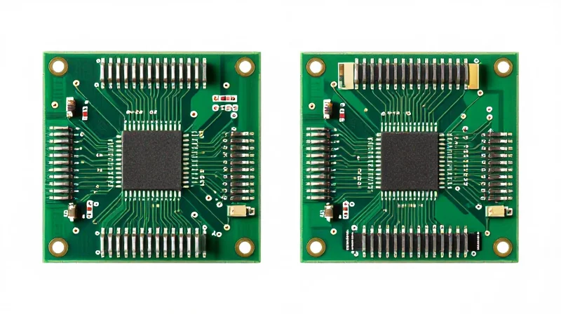 Side-by-side comparison of NSMD and SMD pad designs on a printed circuit board
