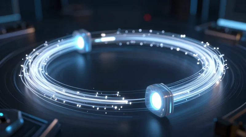 Abstract representation of rapid product development flow with light trails and high-speed motion.