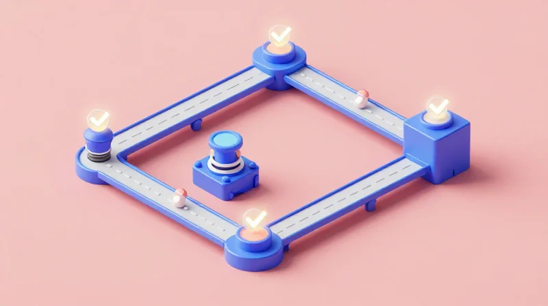 3D isometric representation of a clean manufacturing validation process.