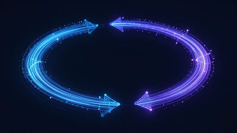 Abstract visualization of assembly metrics flowing into a design evolution cycle