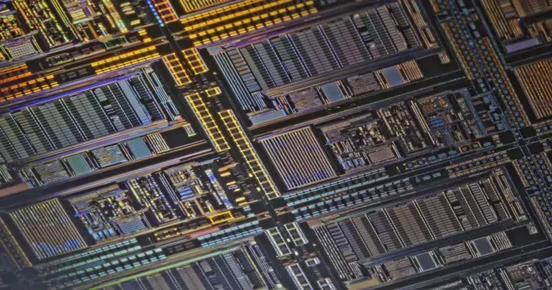 Close-up of an encrypted chip in a smart scale