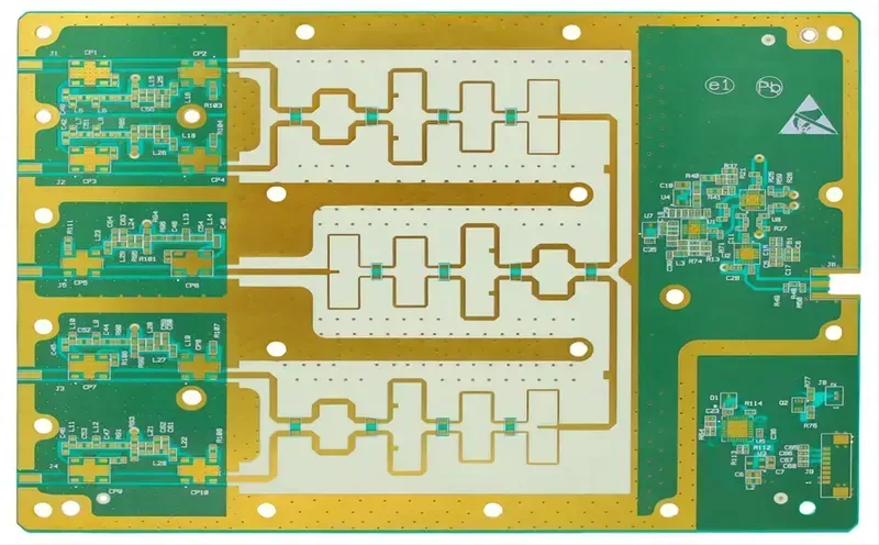 A PCB circuit board inside a microwave oven.