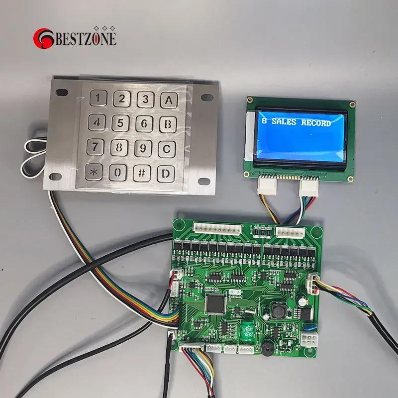 Close-up of a PCB inside a smart vending machine.