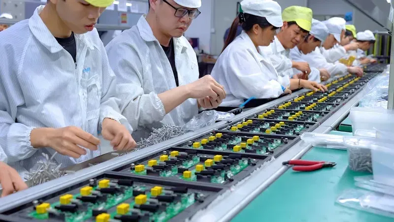 A view of a PCB assembly line in a factory