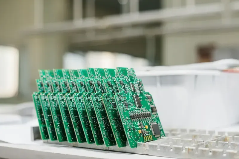 Technicians working on PCB prototype manufacturing, illustrating the development process.