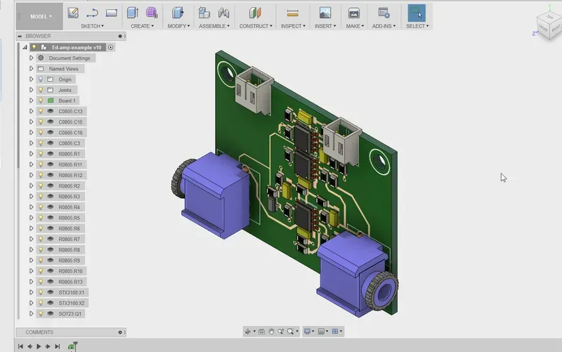 A computer screen showing PCB design software with a router board layout.