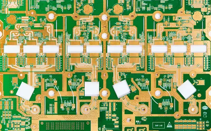 A detailed drawing of a high-frequency PCB design