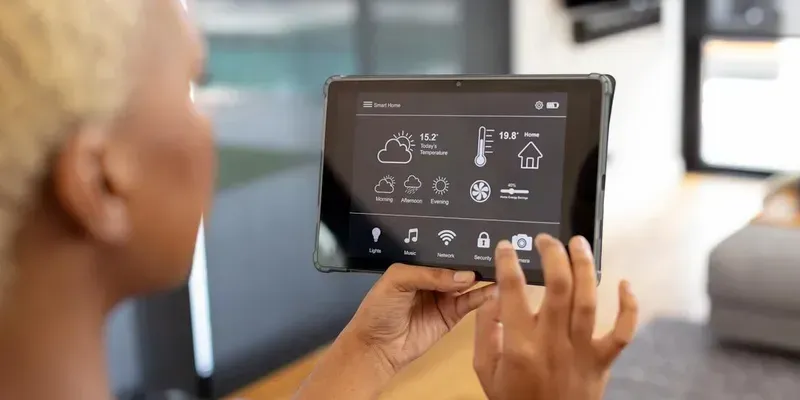 A smart home environment demonstrating the central control board in action