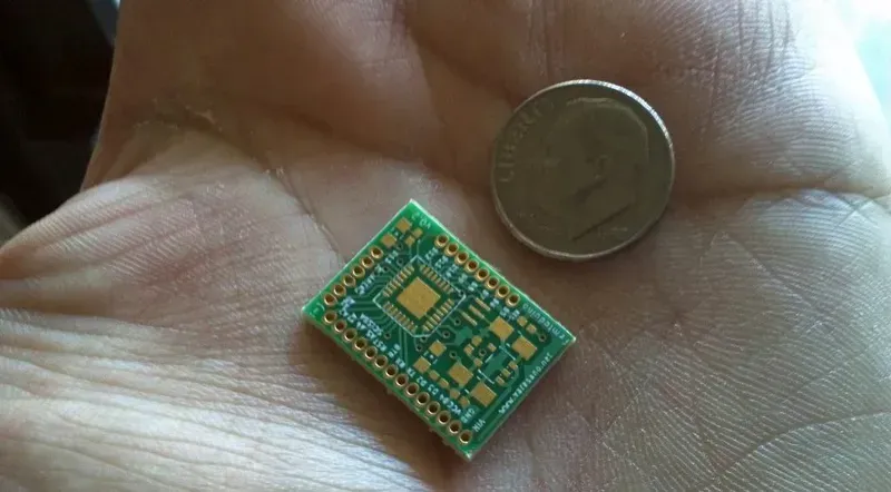 A highly detailed close-up of a miniaturized PCB board with tiny components.