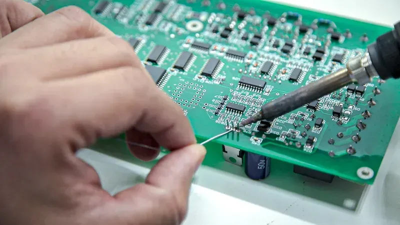 Engineer soldering PCB board